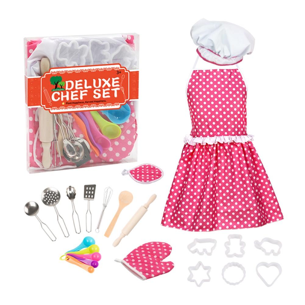 22 stk / sæt pige børn køkken rollespil madlavning forklæde kok hat bageværktøj sæt legetøj