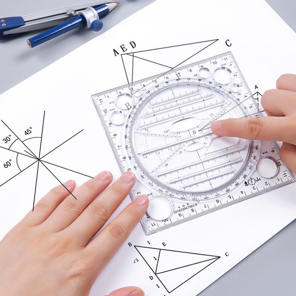 Multifunctional Drawing Ruler Resin Measuring Drawing Construction Architect Draft Tool Furniture Template H2E0