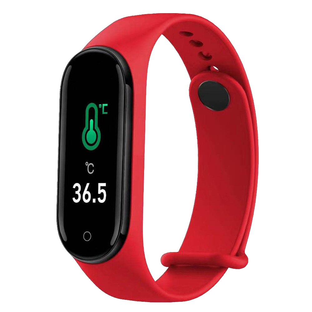 M4 Upgrade version Body Thermometer Bracelet M4 Pro Measurement Health Smart Band M5 Bluetooth Call/Music Fitness Tracker Watch: M4 Pro Red