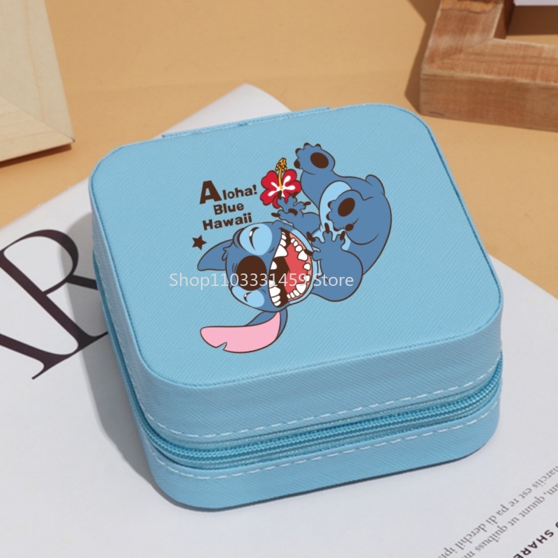 Stitch Draagbare Mini Sieraden Opbergdoos Reisorganisator Sieraden Case Sieraden Organizer Display Opslag Oorbellen Houder Case: YELLOW