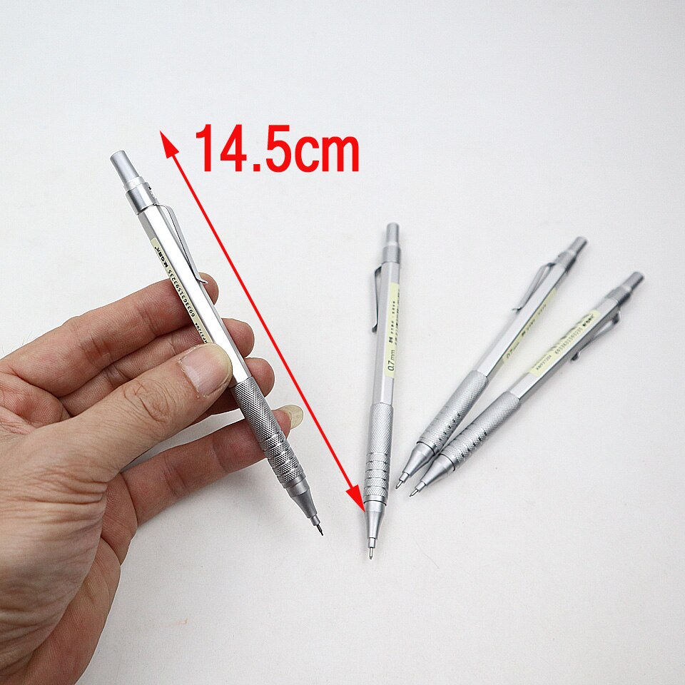 Mechanical Pencil 0.5mm 2B Full Metal Silver Automatic Pencils for Painting Writing Supplies Pencils