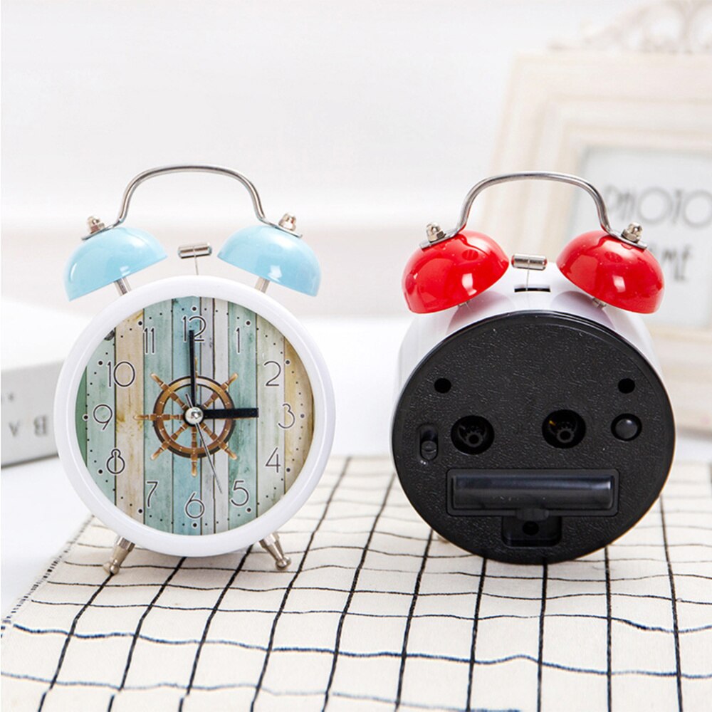 1PC Fresh Alarm Clock Simple Bedroom Desk Clock Metal Chimed Clock Household Alarm Clock Modern Ringing Alarm C