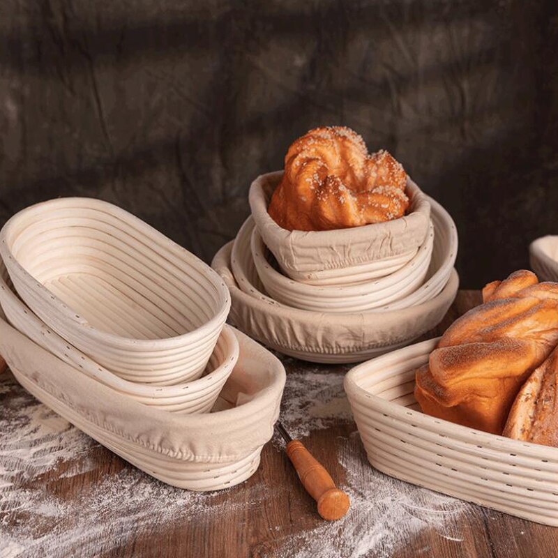 Bread Fermentation Rattan Basket Proofing Country Bread Baguette Dough Baskets Storage Container Wicker Basket