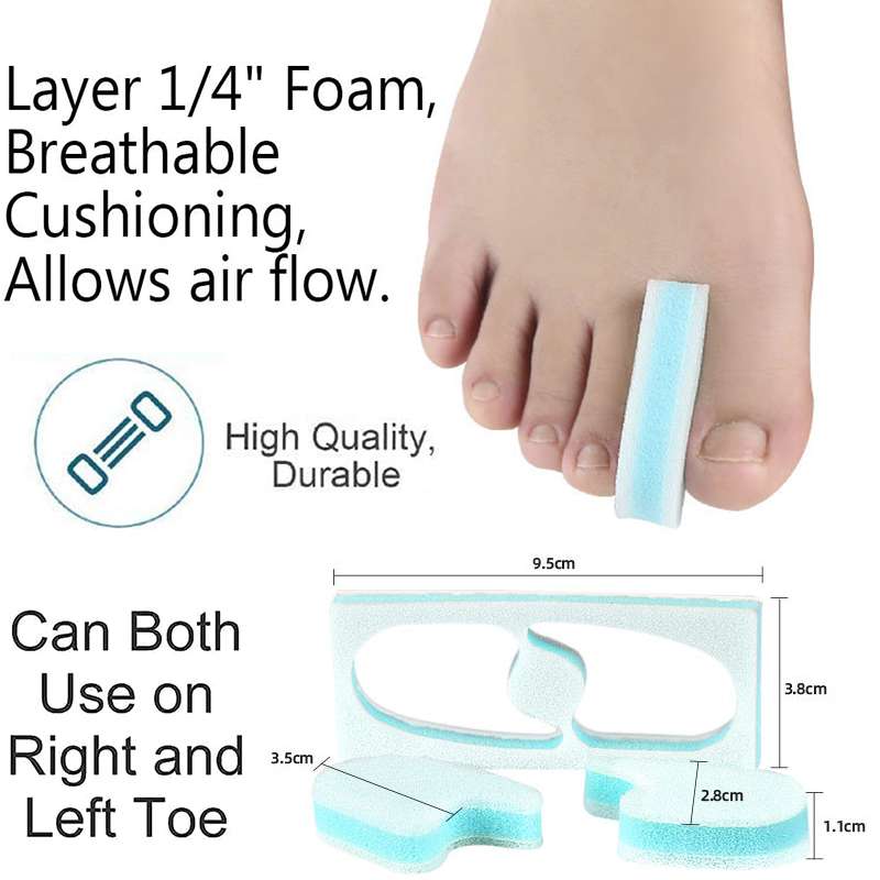 Pexmen 2Pcs Foam Toe Spacers 3 Layer Toe Separators for Toes Relief Friction Hammer Toes Overlapping Toes and Prevent Corns