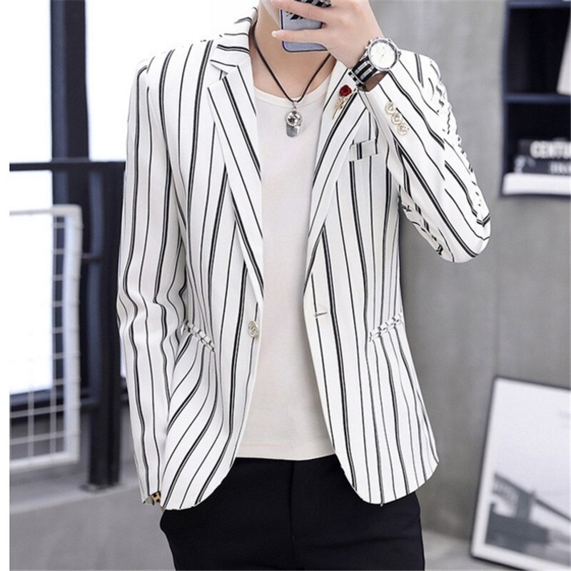 Blouson imprimé à rayures pour homme, Slim et décontracté, à la , costume d'affaires, printemps-automne