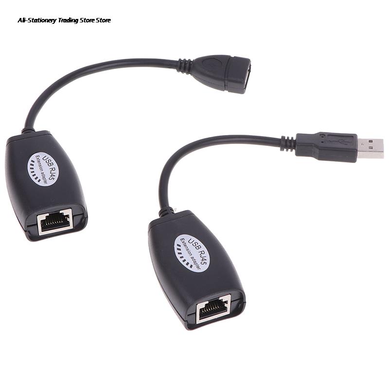 2 stk usb til  rj45 rj 45 lan-kabel forlengelsesadapter forlenger over cat 5 rj45 cat 6 patchkabel svart nettverkstilbehør