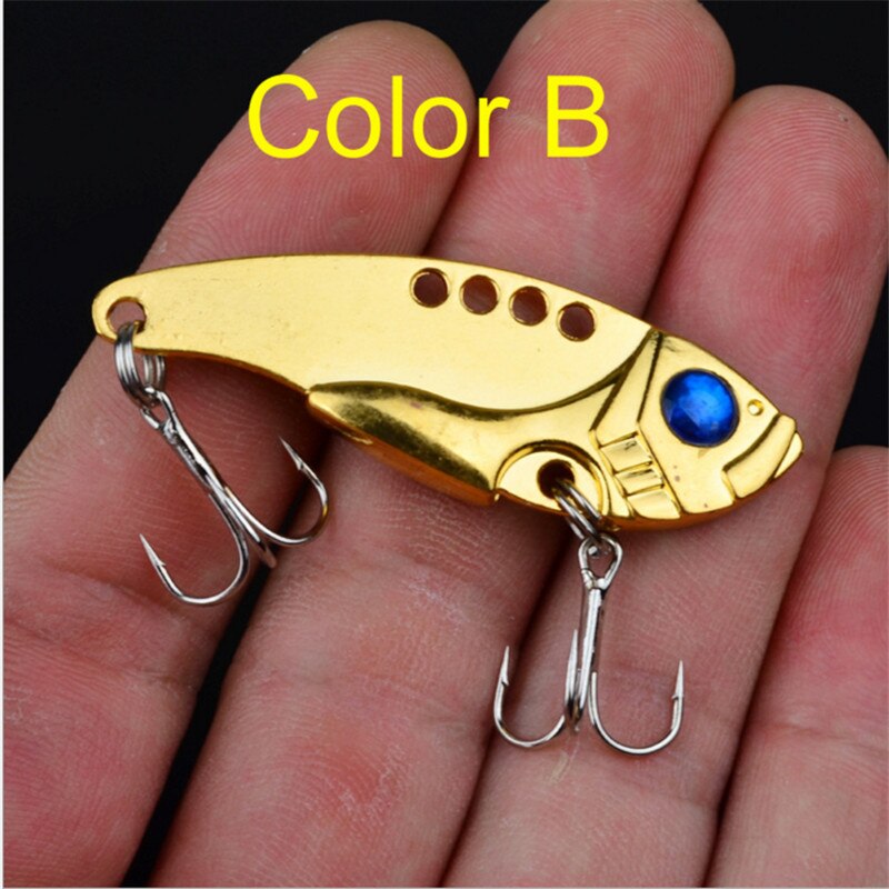 1Pcs Metalen Vib Lokt 5 Cm 11G 2in Levendige Trillingen Lepel Lokken Visaas Bass Kunstmatige Harde Aas cicade Lokken Vib Aas 3D Ogen: Color B