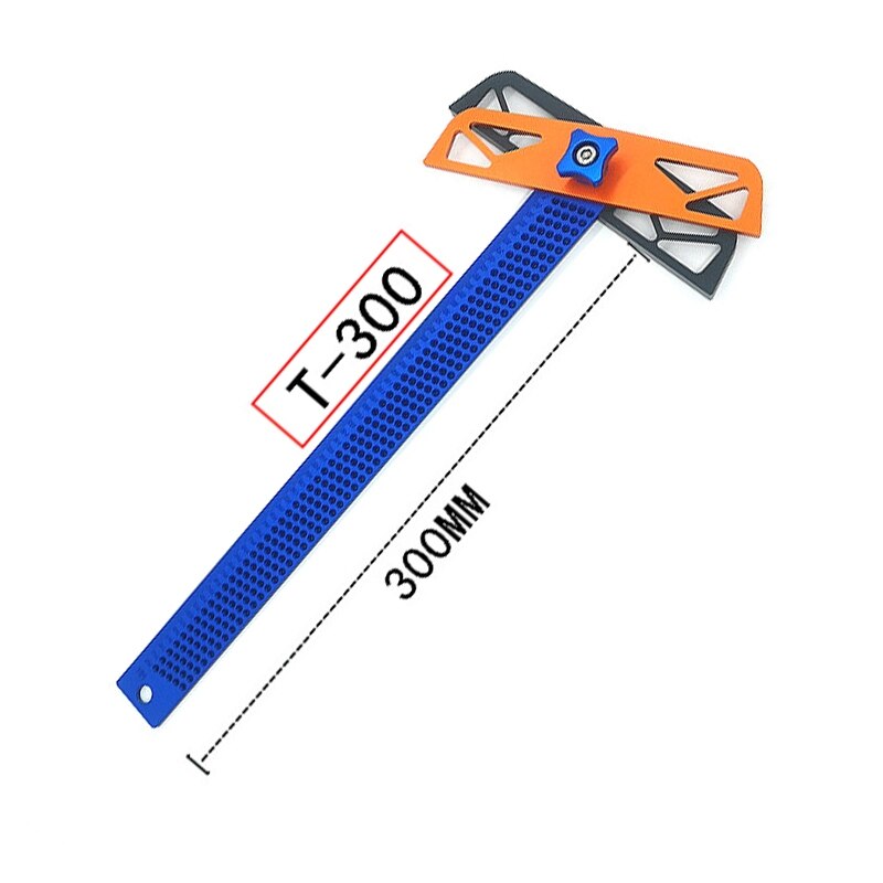 Trazador de carpintería, regla tipo T de 60-600mm, regla de trazado, línea de aleación de aluminio, indicador de marcado, herramientas de medición DIY: Negro