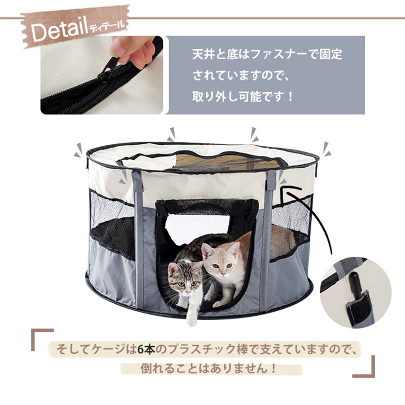 Portable Circular Pet Playpen Foldable Dog Cat Exercise Play Pen Crate Fence Carrying Bag Cat Kennel Cagefor Rabbit,Puppy,Guinea