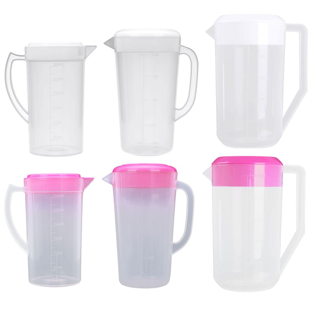 Jarra para agua fría de plástico de grado alimenticio, jarra transparente con tapa, a prueba de fugas, para agua, hielo, té y zumo