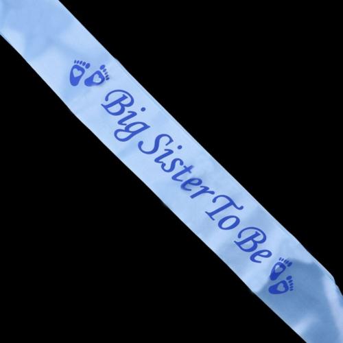Baby Shower Sash Party Decoration Mom To Be/Grandma/Auntie/Nanny/Big Sister Sash Satin With Glitter Baby Shower Party Supplies: Blue Big Sister ToBe