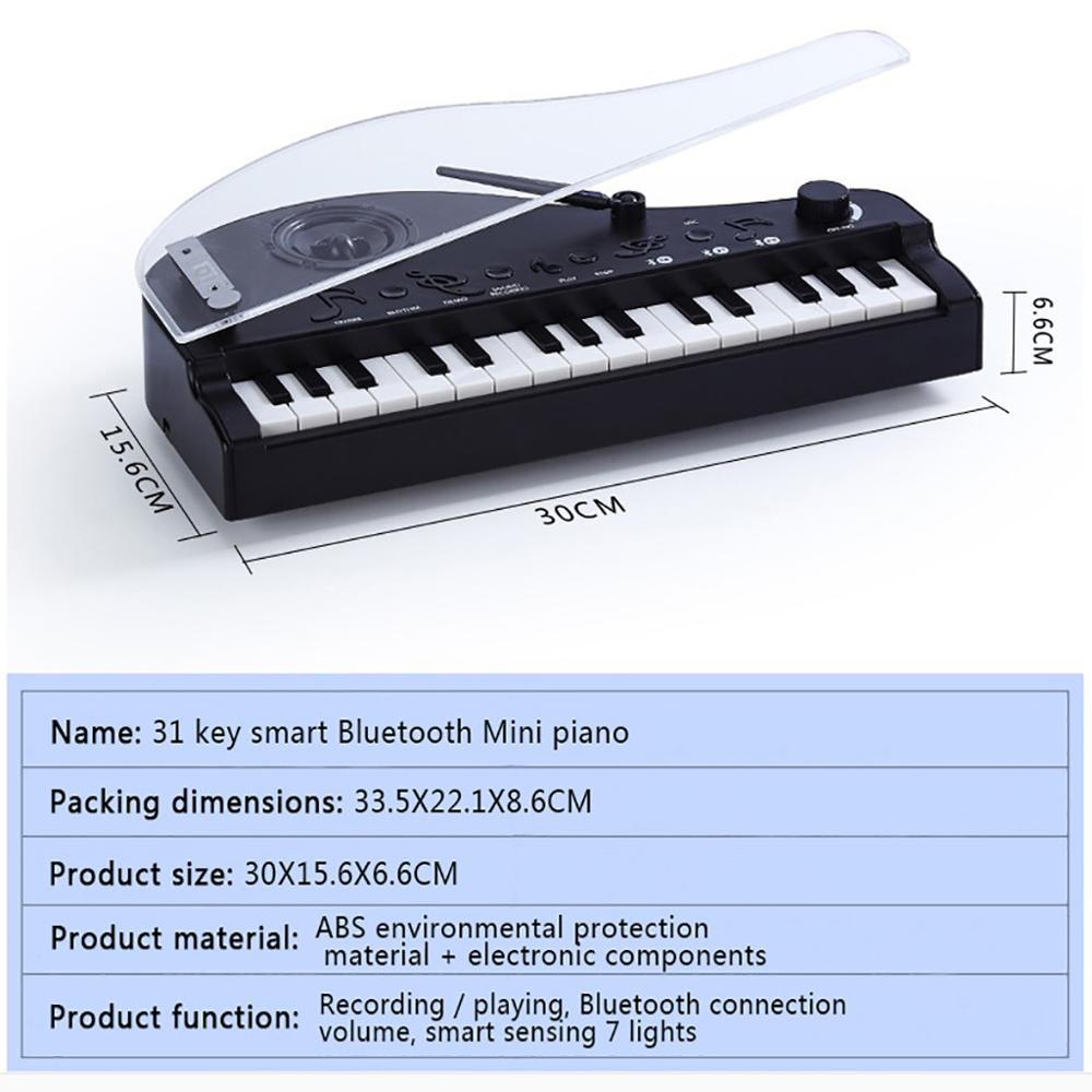 Mini klaver intelligent induktion 7 farve belysning 31 nøgle bluetooth musik legetøj til børn bedste jul