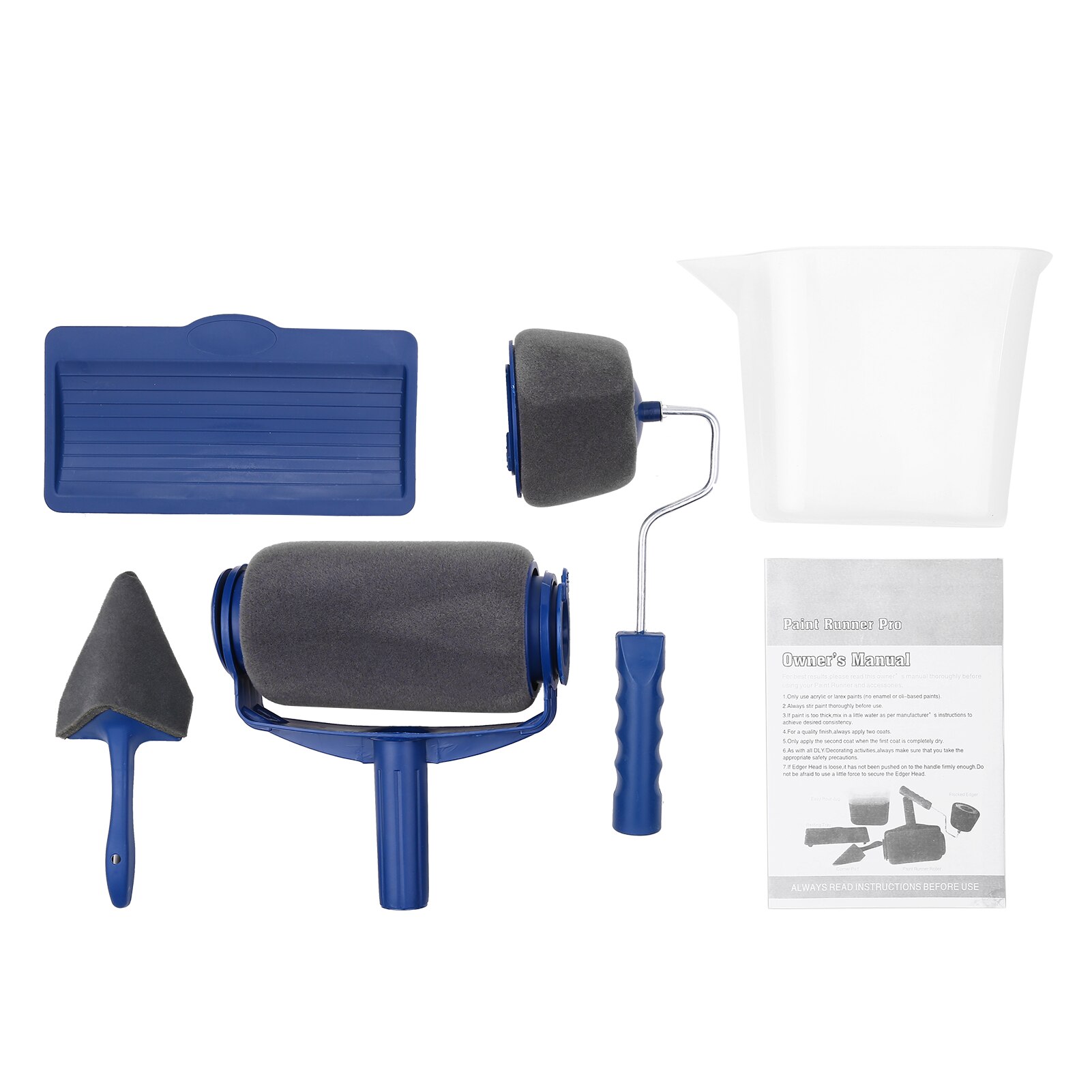 5-Piece Roller Brush Kit Paint Roller Brush Set Includes Roller Brush Painting Edger Corner Cutter Painter Tray Plastic Jug