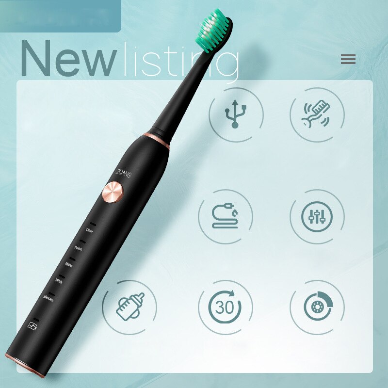Sonic Electric Toothbrush USB Rechargeable 5 Modes Ultrasonic Automatic Brush Timer Waterproof Dental Brush Teeth Whitening