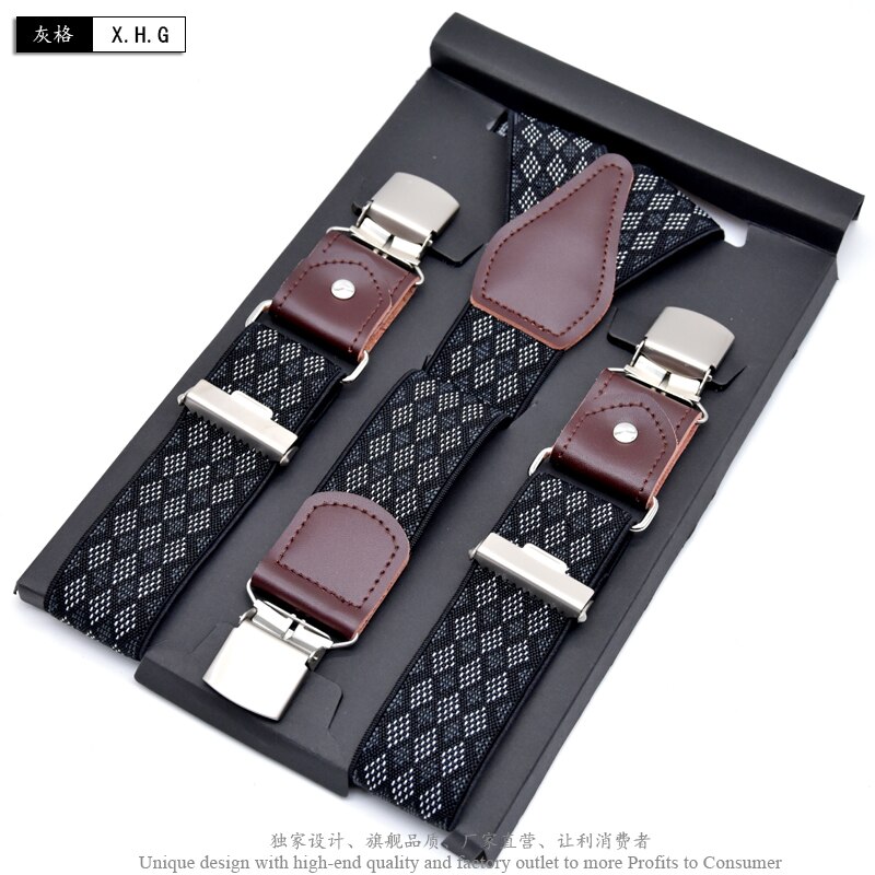 Men&#39;s Suspenders Leather Suspender Men Casual Suspensorios Trousers Strap 3.5*120cm For Dad Tirantes: X.H.G 9412