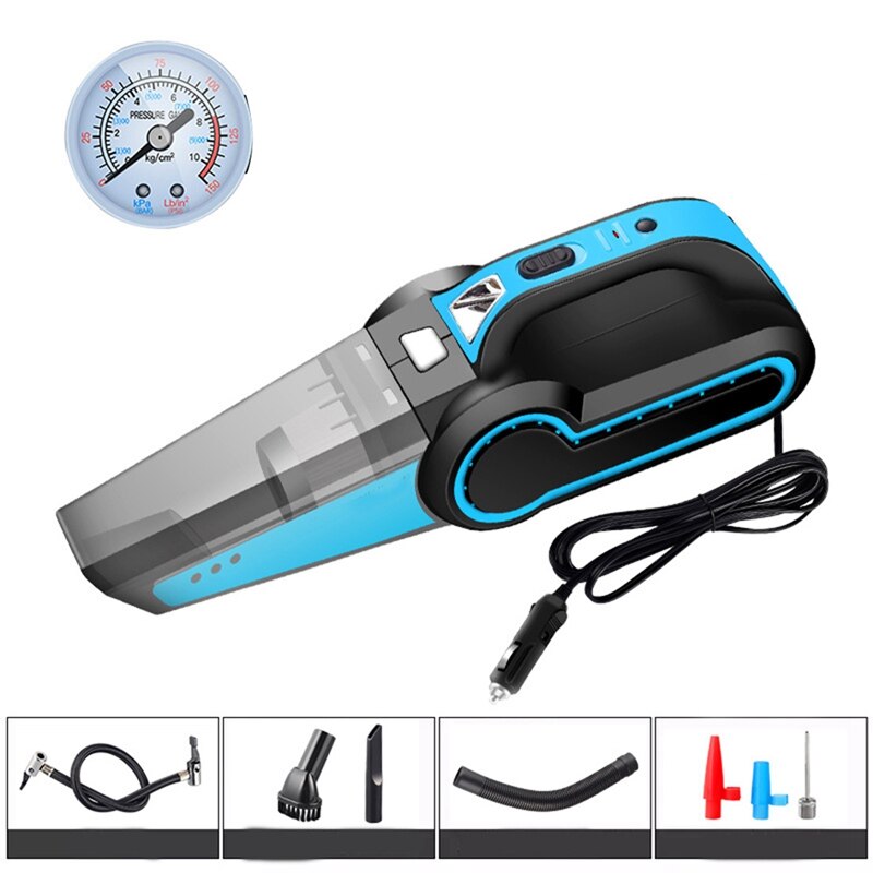 4 In 1 Draagbare Auto Stofzuiger Handheld Met Luchtcompressor Led Licht 120W Nat En Droog Stofzuiger stofzuiger: Default Title