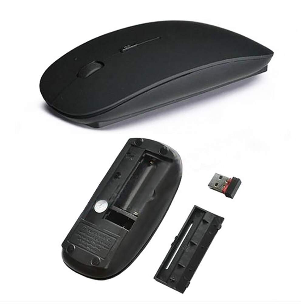 Ultra Thin DPI USB Optical Wireless Computer Mouse 2.4G Receiver Magic Mice Super Slim Mouse for Mac PC Laptop NO Bluetooth: Black
