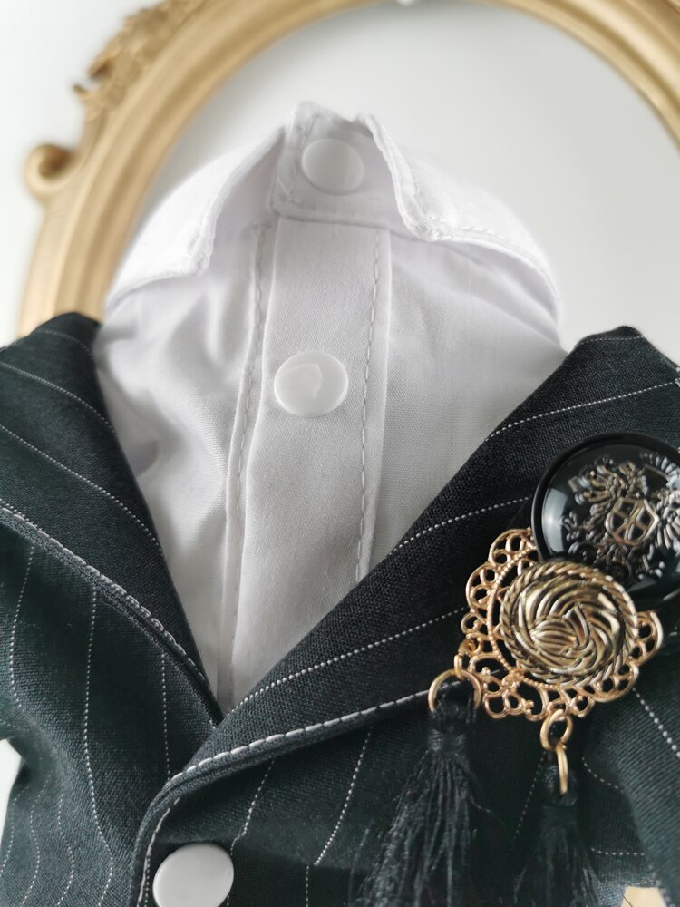 Traje de perro hecho a mano, ropa de perro, vestido de boda, tira gris clásica con camisa blanca, conjuntos gemelos, Gato, Maltese Yorkie,