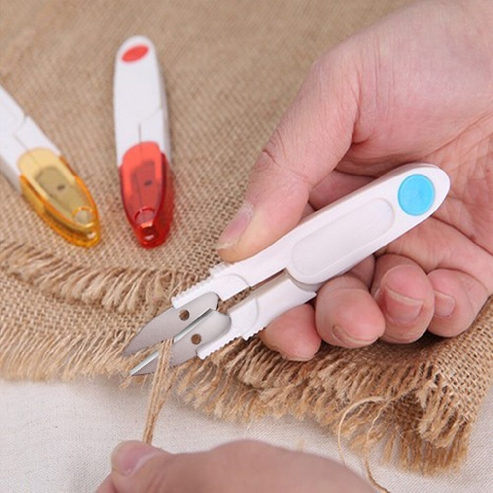 Stainless Steel Cross Stitch Scissors With Cover Snip Thread Cutter Home Garden Arts Crafts U Type Scissors Sewing Tools