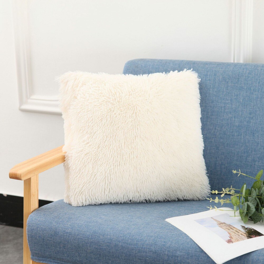 Effen Kleur Melk Wit Roze Blauw Pluche Kussenhoes 40X40 Cm Sofa Auto Decoratie Dutje Pillowsham Kussenslopen Baby kinderen: 2