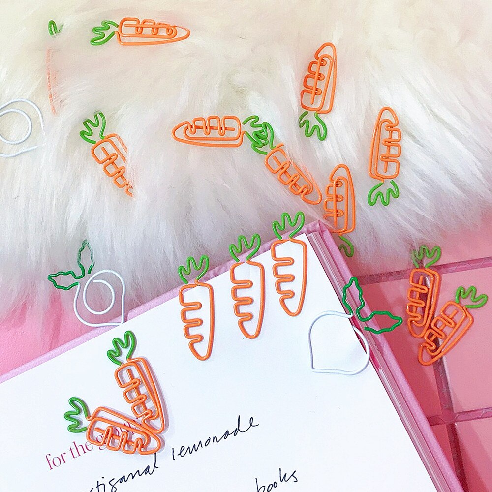 5 pièces Mignon Carotte Trombones Radis Blanc Modélisation Clip Mini Kawaii Signet Trombone Papeterie Bureau Fournitures Scolaires