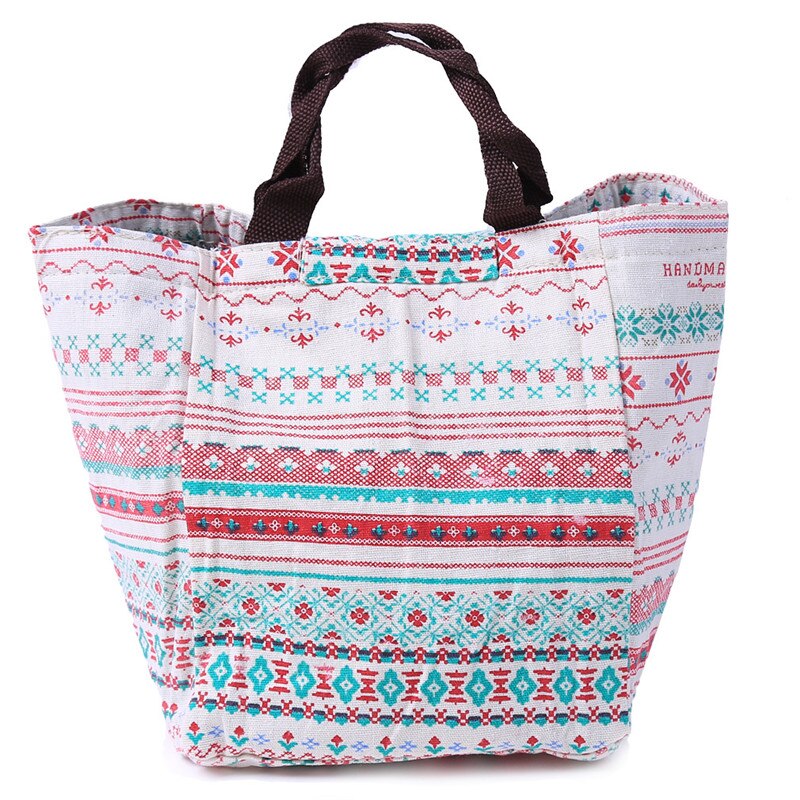 Portable Waterproof Insulation Package Fresh Ice Pack Student Lunch Cooler Bag Beverage Refrigerated Package Ice Box: floral