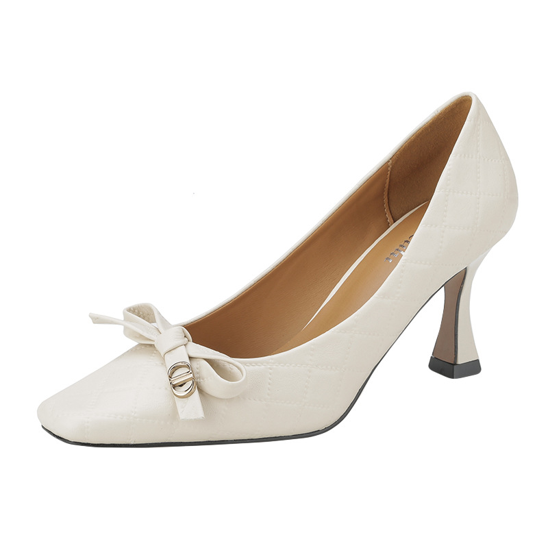 2022 Women Sweet Comfortable Yellow Breathable High Heel Shoes Ladies Classic Summer High Heel Pumps Talon Femme: Ivory / 39