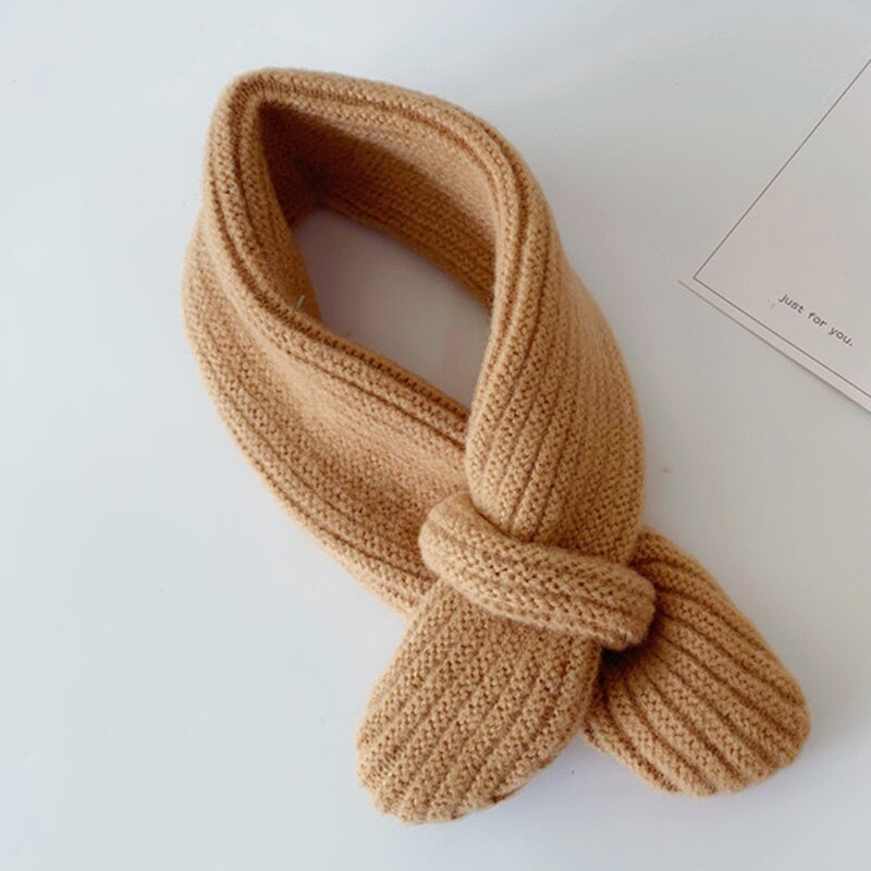 Korean Version Candy-colored Knitting Scarf Children Autumn Winter All-match Baby Warm Woolen Yarn Boys Girls Soft Collars D49: khaki