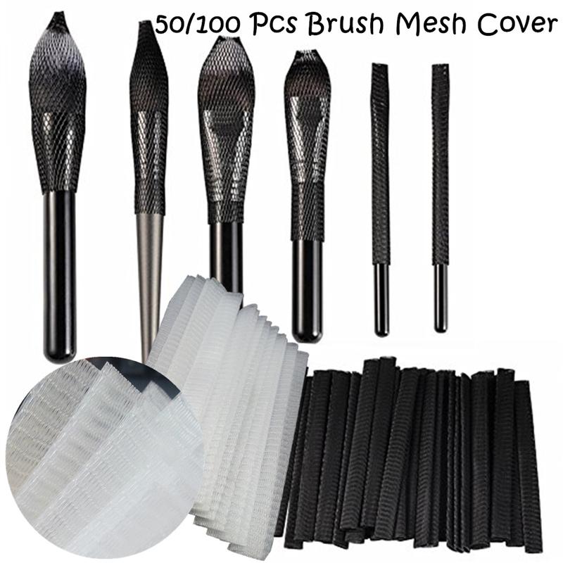 50/100pcs Makeup Brushes Net Protector Guard Elastic Mesh Beauty Make Up Cosmetic Brush Pen Cover