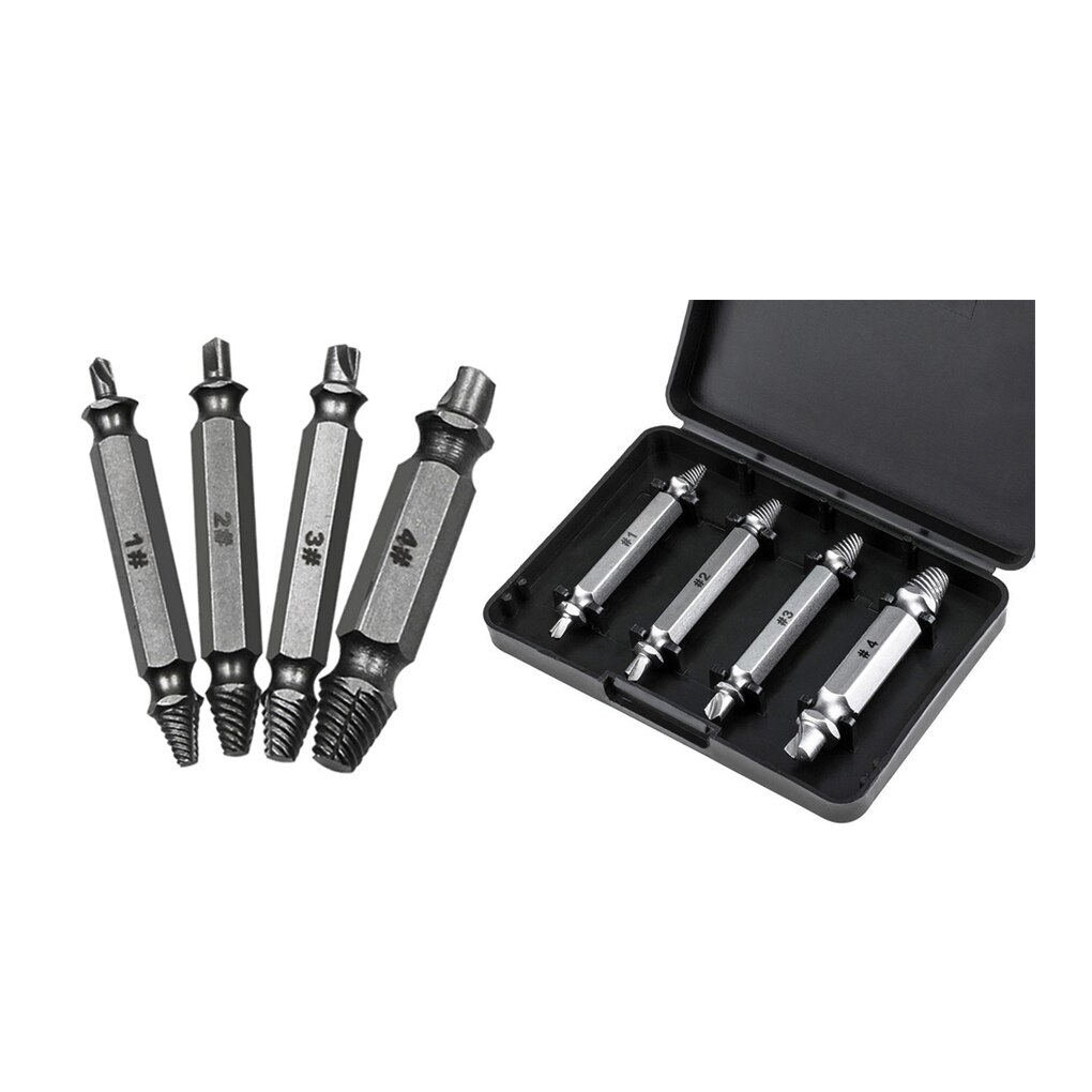 4pcs HSS Broken Head Screw Extractor Damaged Screw Extractor Woodworking Drill Bit Remover Quick-Release Easy-Pull Bolt Tool