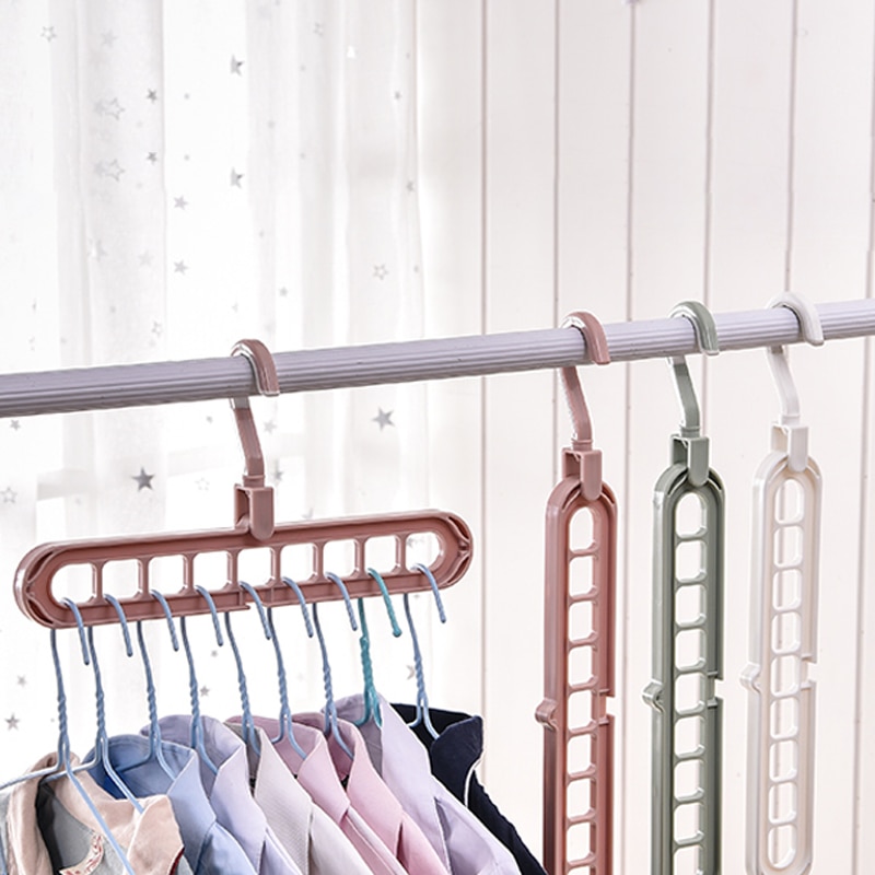 360 Rotating Folding Magic Hook Nine-hole Rotation Magic Clothes Hanger Drying Cabinet Bedroom Clothes Home Storage Tools
