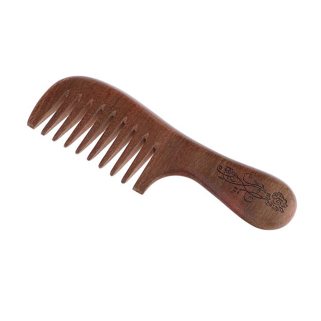 Pente de cabelo para desembaraçar-largo fino perto do dente de madeira pente para o cabelo encaracolado-não estática natural de madeira sândalo pente: 17.6x5.5 cm