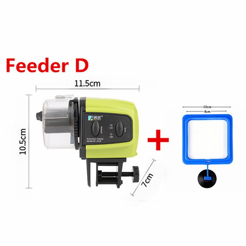 Aquarium Automatic Fish Feeder for Fish Tank Auto Feeders with Timer Adjustable Dispenser LCD Display Betta Turtle Pet Feeding: AF2018 -Square