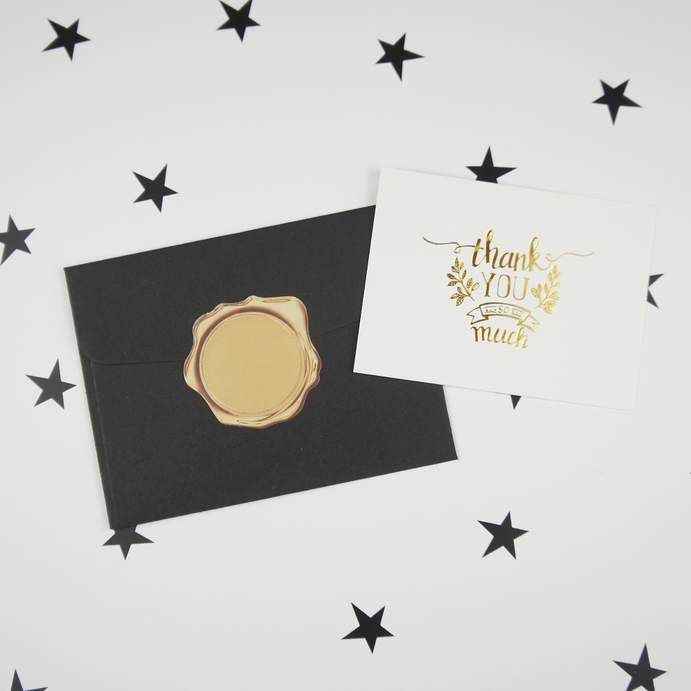 Multi-use 25 stks Mini dank u Kaart goud met zwarte envelop Scrapbooking party kaarten wenskaarten zakelijke kaart