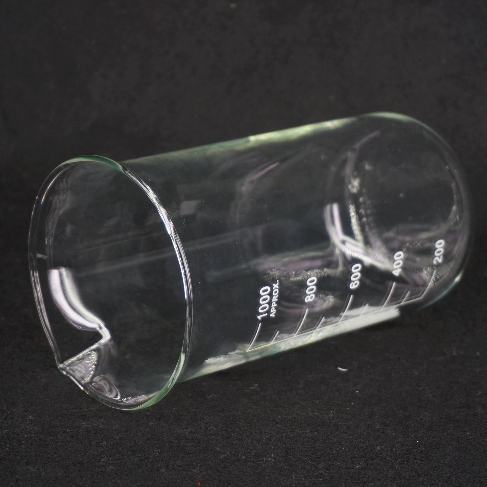 Vaso de vidrio borosilicato para laboratorio de química, vaso de precipitados engrosado transparente con boquilla, 1000ml