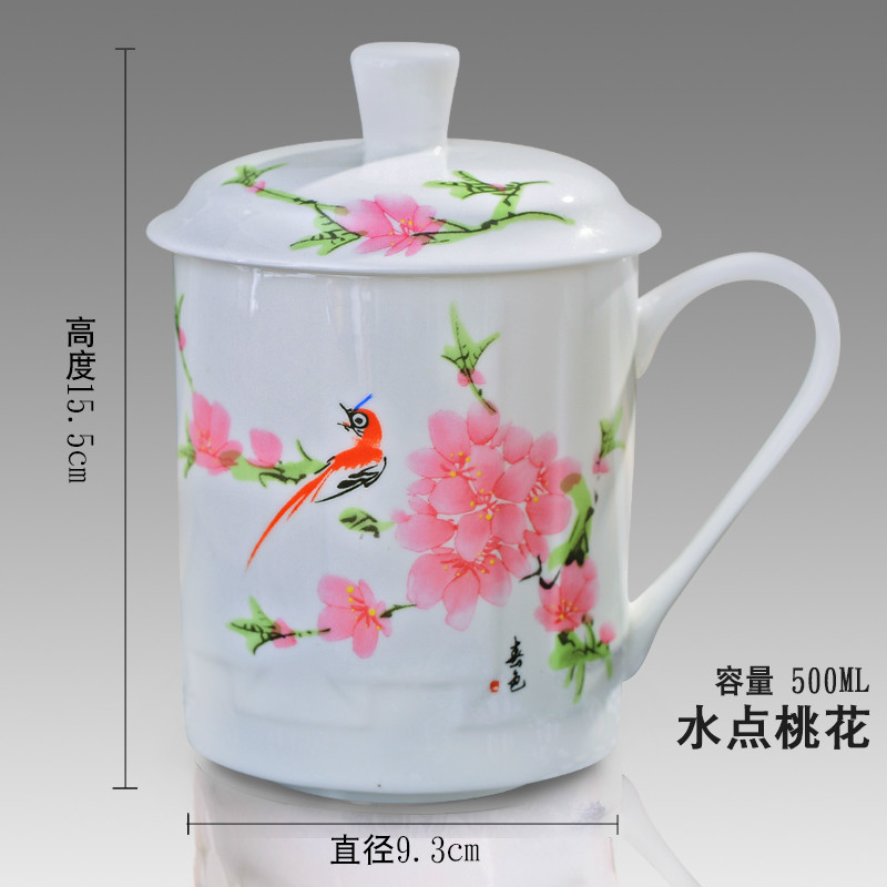 500Ml Chinese Stijl Bone China Jingdezhen Blauw En Wit Porselein Kopje Thee Kantoor Drink Cup Reizen Theewaar