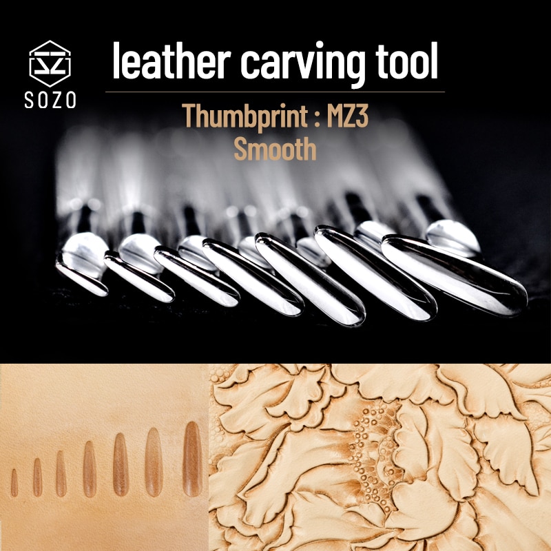 Sozo MZ3 Leer Werk Stempelen Tool Thumbprint Glad In Sheridan Zadel Maken Carving Postzegels 304 Rvs