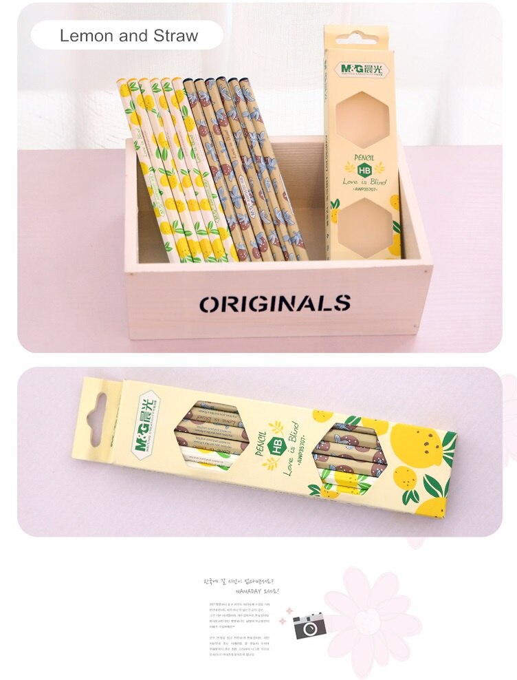 Lápices de madera HB para oficina y escuela, lápiz de dibujo estándar, material de escritorio escolar infantil, 12 unidades, F868