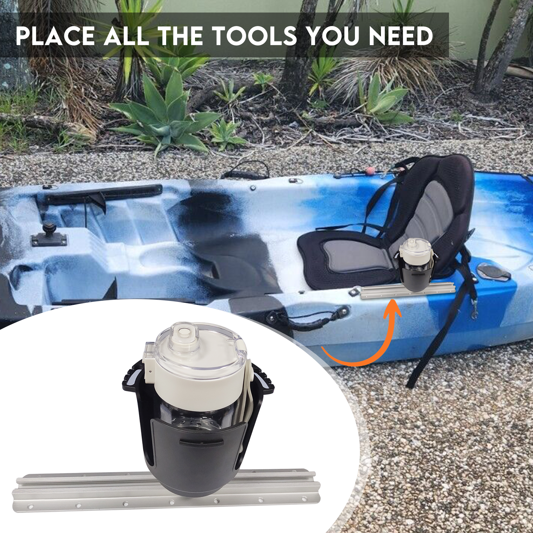 Aluminum Kayak Track Rails Bracket Accessories Kayak Track mount Rail System Fishing Rod Rack Holder Mounting Base Canoe