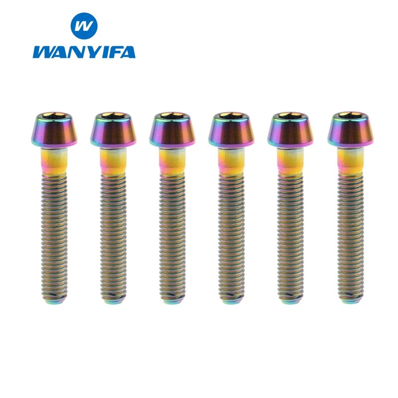 6PCS M5 Titanium Ti Bolts M5X25 30 35 40mm Inner Hexagon Tapered Head Bolt for Bike Bicycle Cycling Accessories Fastener Screws: M5x30 Rainbow