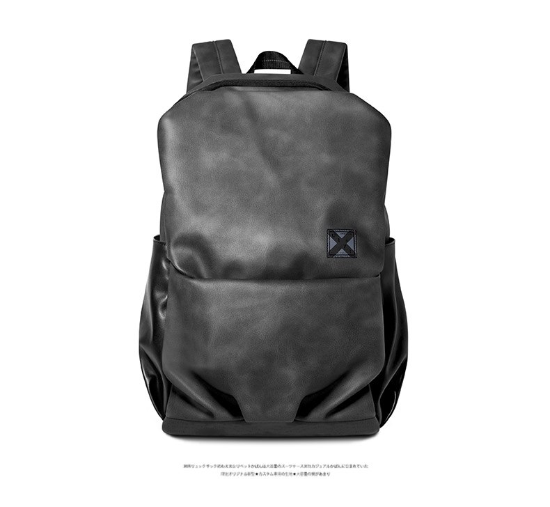 14 inch backpack men's backpack trend bag college students PVC leather Korean casual backpack computer bag: Default Title