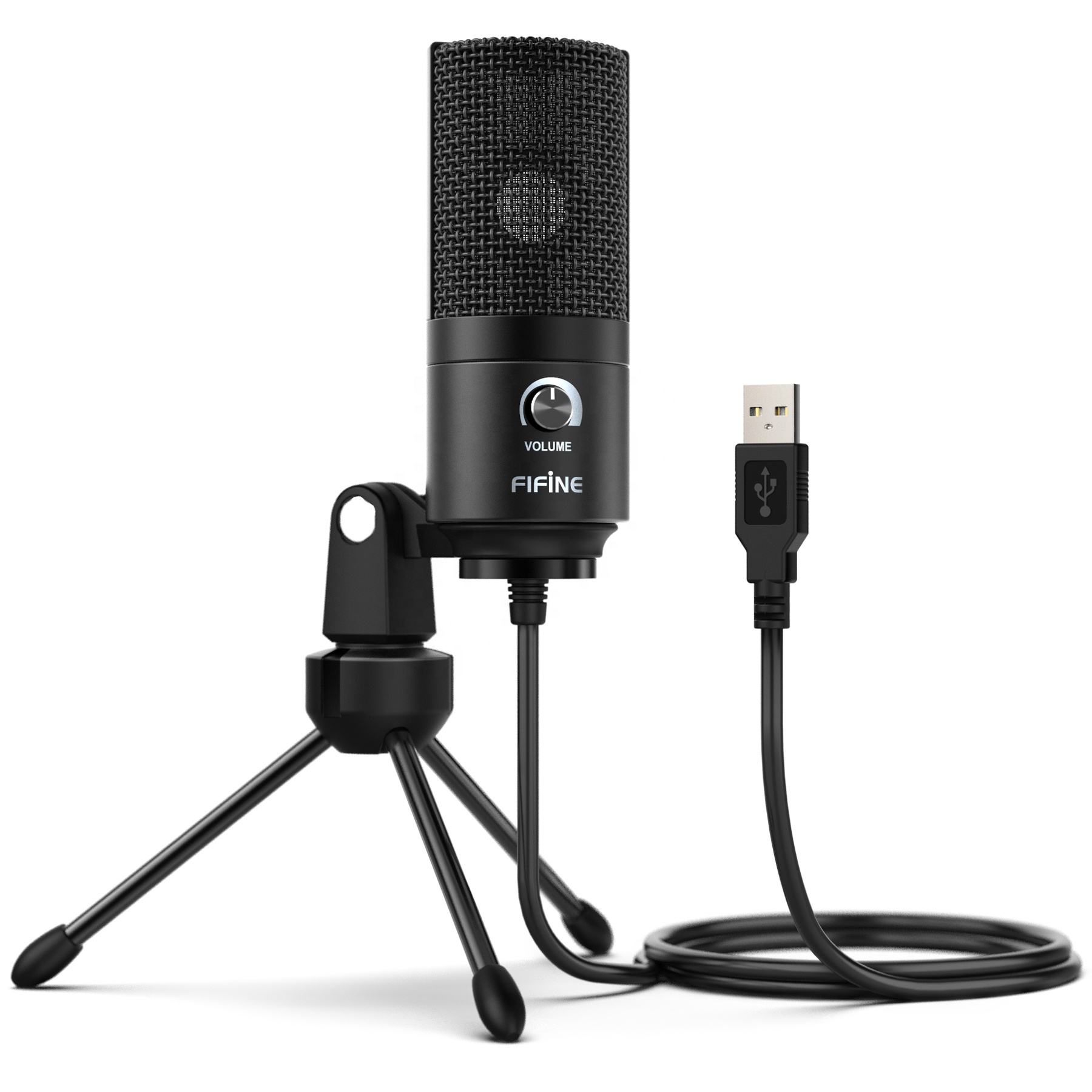 FIFINE USB Condenser Microphone with Gain Knob,Metal Recording Mic for Home Studio,Podcasting,Voice-over,Laptop,Windows -K669: Default Title