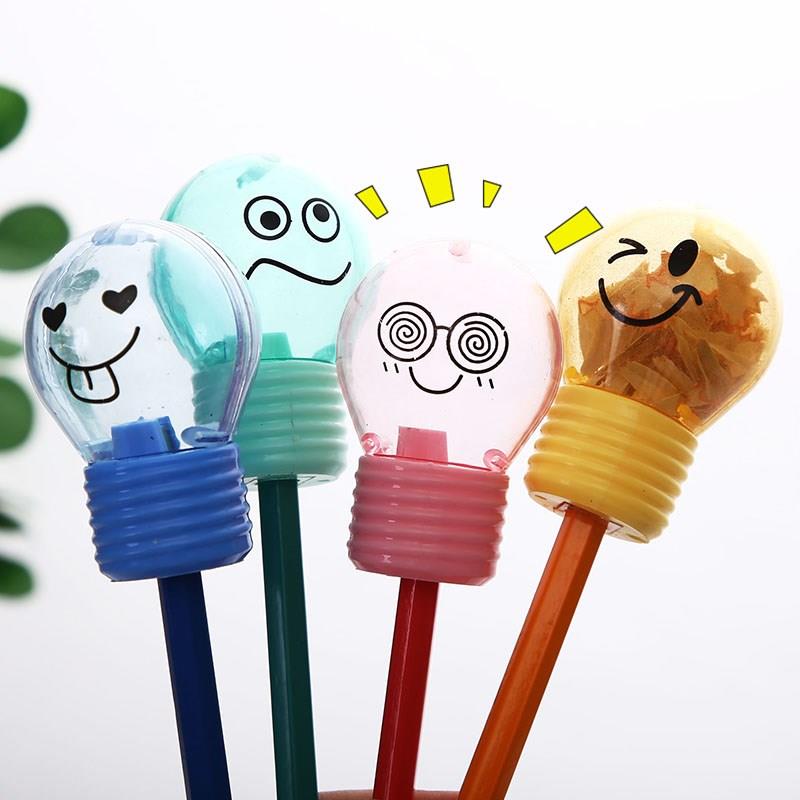 Sacapuntas con forma de bombilla para niños, sacapuntas de plástico con forma de búho, ratón, para , papelería, suministros escolares, 1 uds.