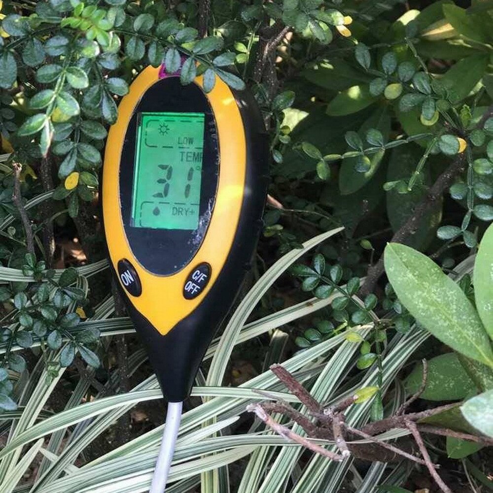 Jord ph meter jord tester ph fugtighedsmåler temperatur sollysintensitet måling analyse surhedsgrad alkali 4 in 1 digital