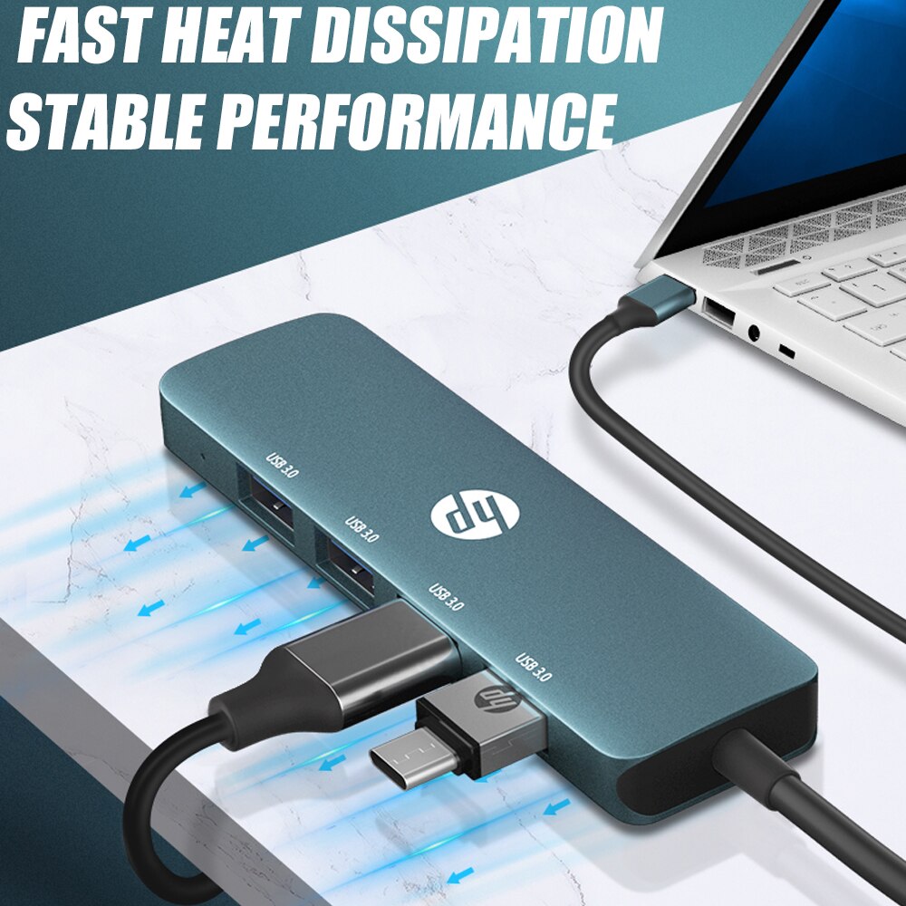 Hp usb 3.0 type c hub type-c naar hdmi 4k vga  rj45 gigabit lan ethernet dp adapter usb-c splitter extender voor macbook pro laptops