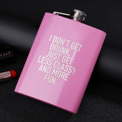 Mini Hip Flask 8oz Pink Alcohol Flask Stainless Steel Bachelorette Party Wedding for Bridesmaids: D