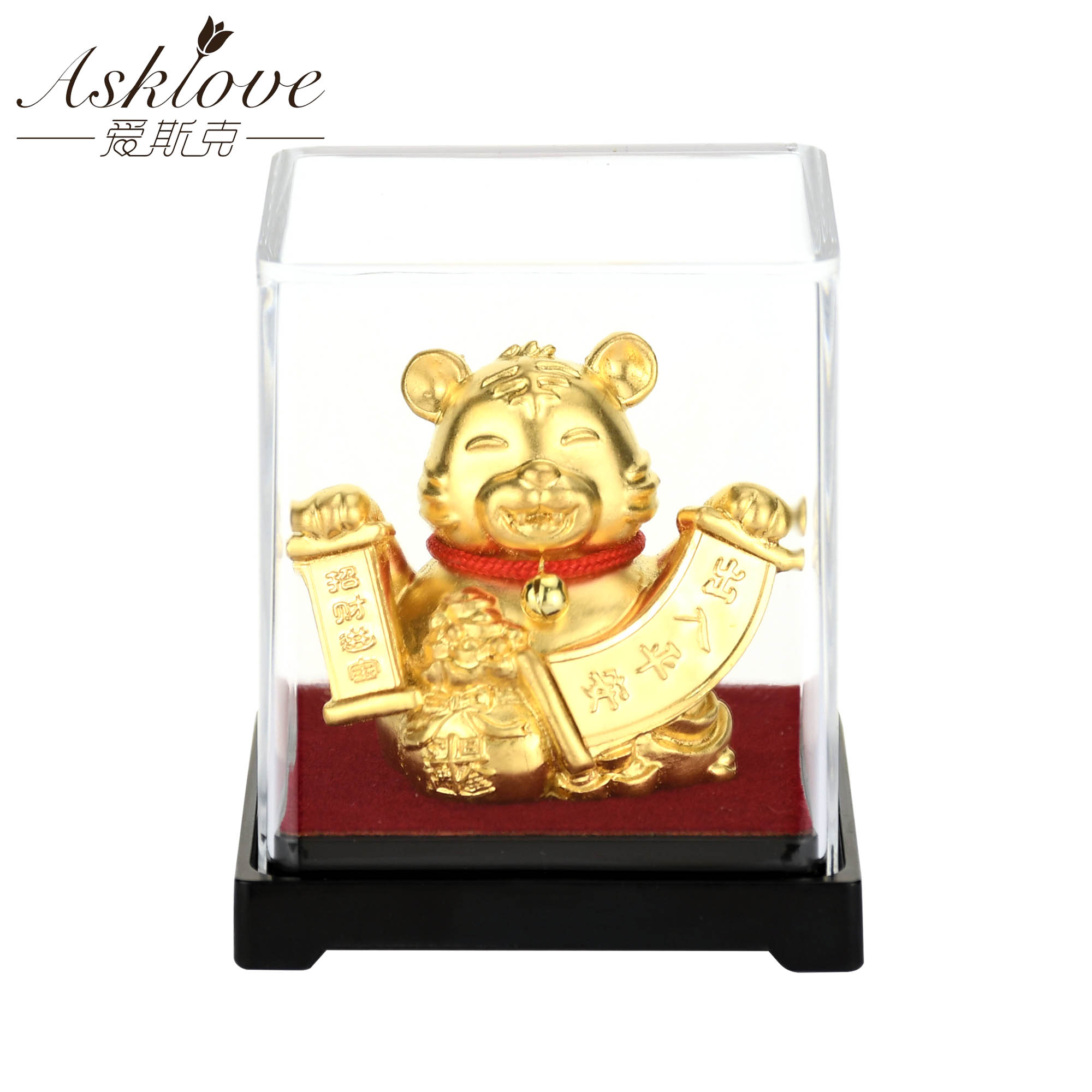 Chinesische Sternzeichen Sammeln Reichtum Ornamente 24k Gold Folie Fengshui dekor Drachen/Ratte/Schwein/affe Auto Glück handwerk Heimat Sekretariat Dekor: Tiger
