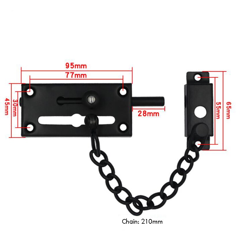 Stainless Steel Chain Door Guard Slide Bolt Latch Safety Door Lock with Anti-Theft Chain, Spring Lock, Black, Silver, Red Bronze: A