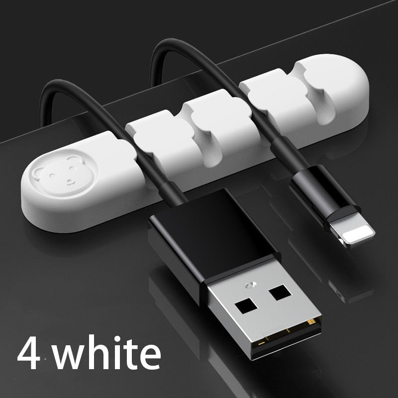 Cable Organizer Silicone USB Cable Winder Desktop Tidy Management Clips Cable Holder for Mouse Headphone Wire Organizer: GRAY