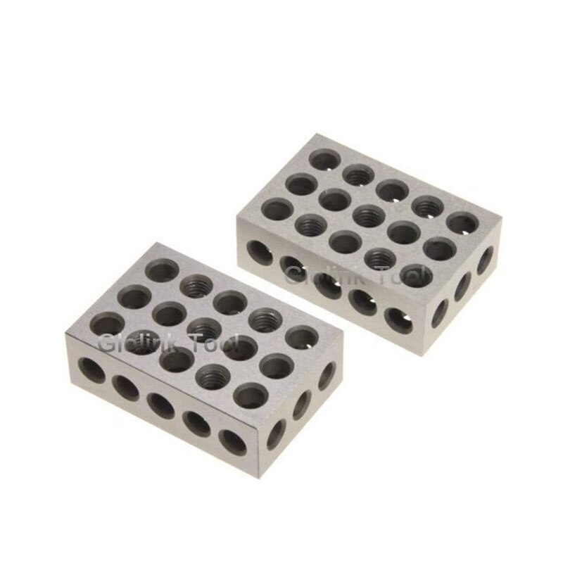 2pcs/set Hardened Steel Parallel Blocks 0.005" Precision Matched Machinist 25-50-75mm Milling Tool 23 Holes 1-2-3" block gauge